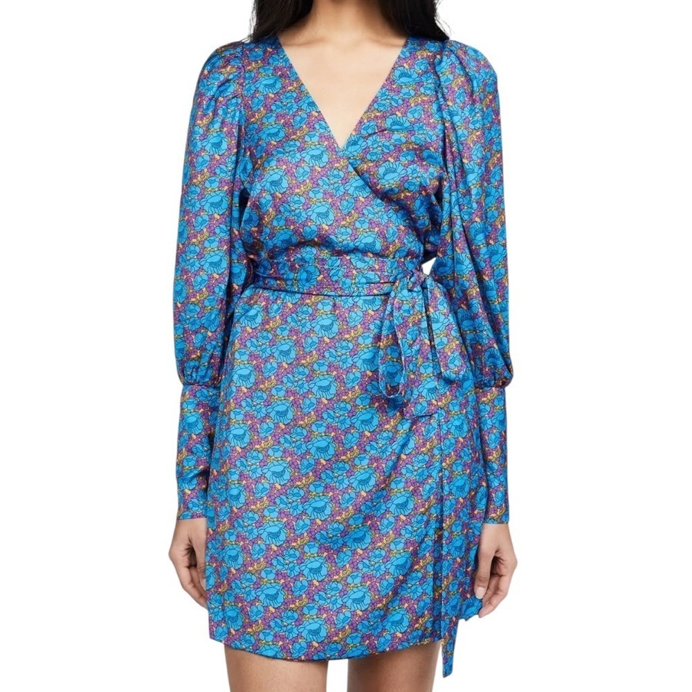 Rhode Frankie Wrap Dress in Blue Blossom